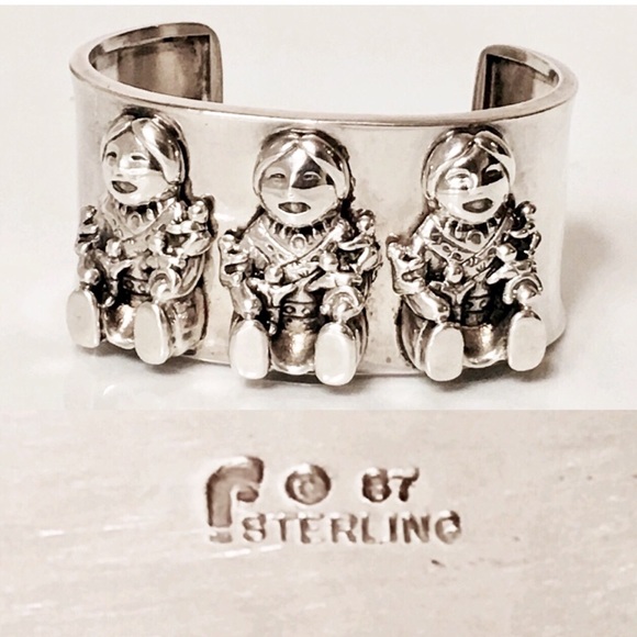 Carol Felley Wide Sterling Storyteller Cuff - Picture 6 of 8